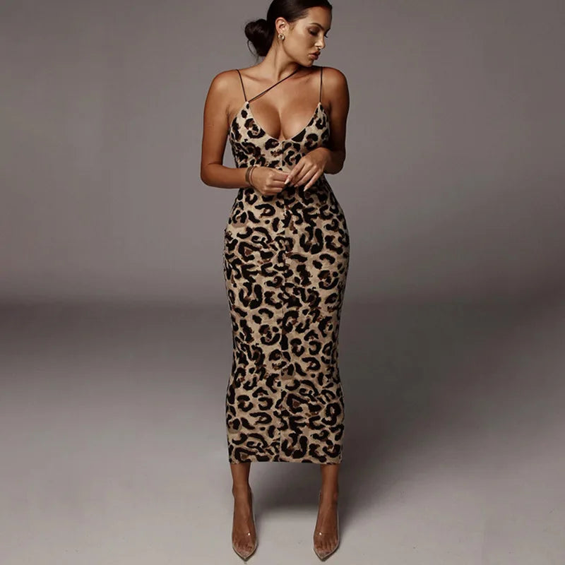 Leopard print sleeveless dress hotsell