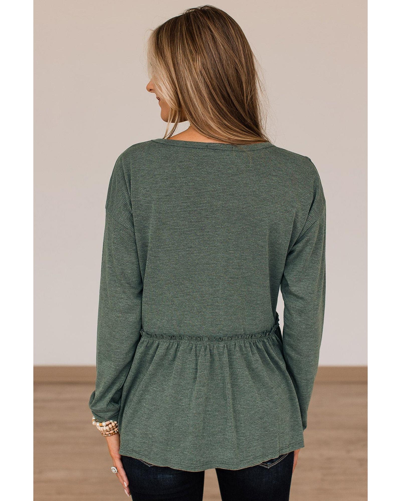 Azura Exchange Outseam Detail Long Sleeve Peplum Top - S