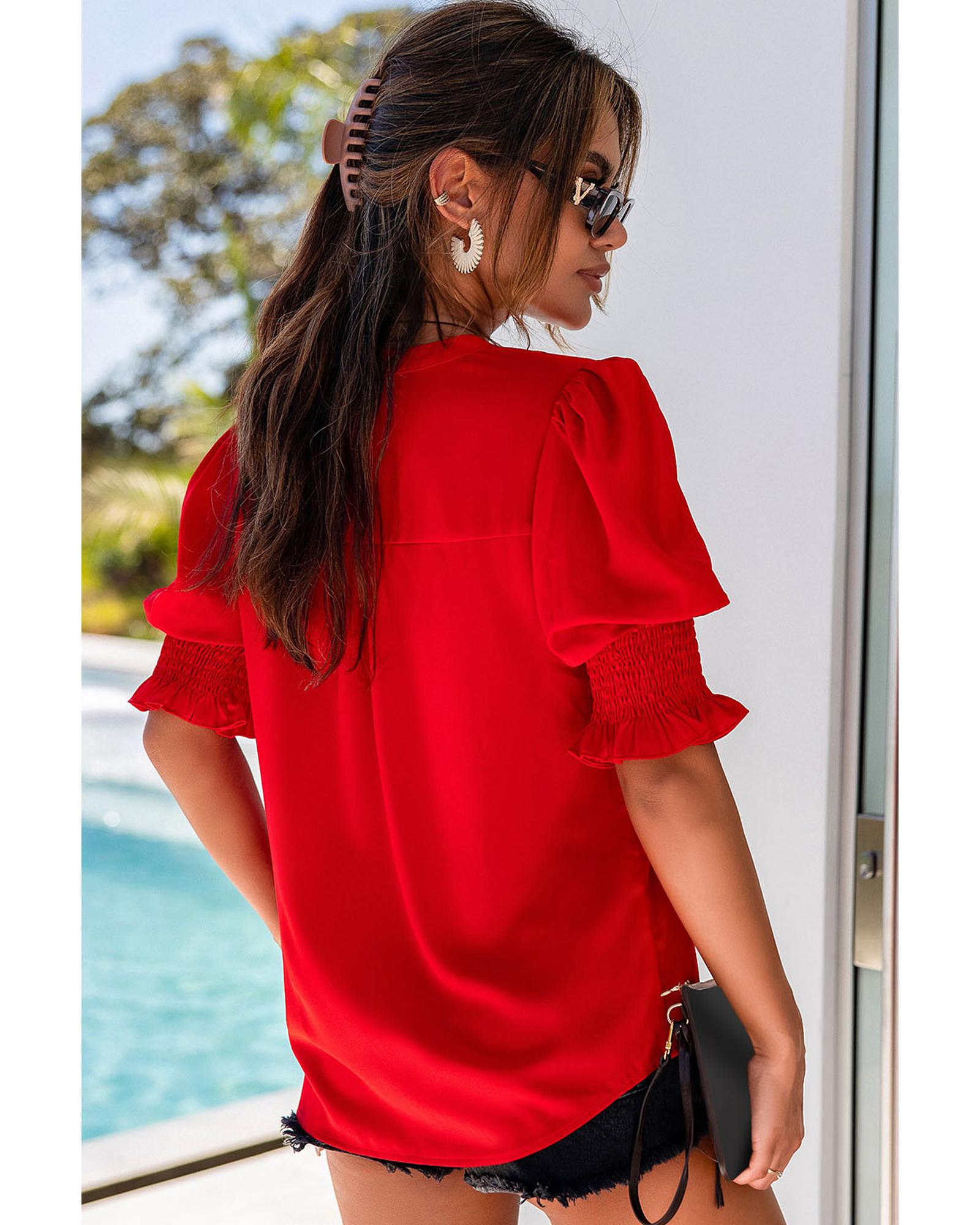 Azura Exchange Half Sleeve V Neck Blouse - L