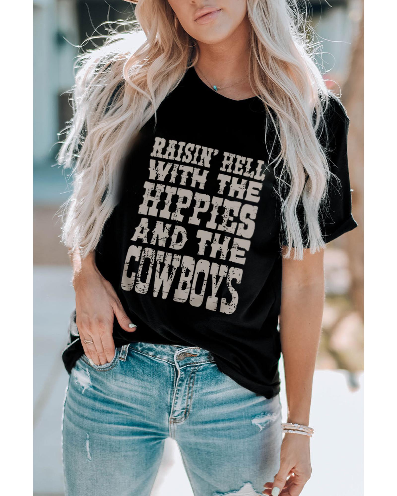 Azura Exchange Hippies And The Cowboys Graphic Tee - M