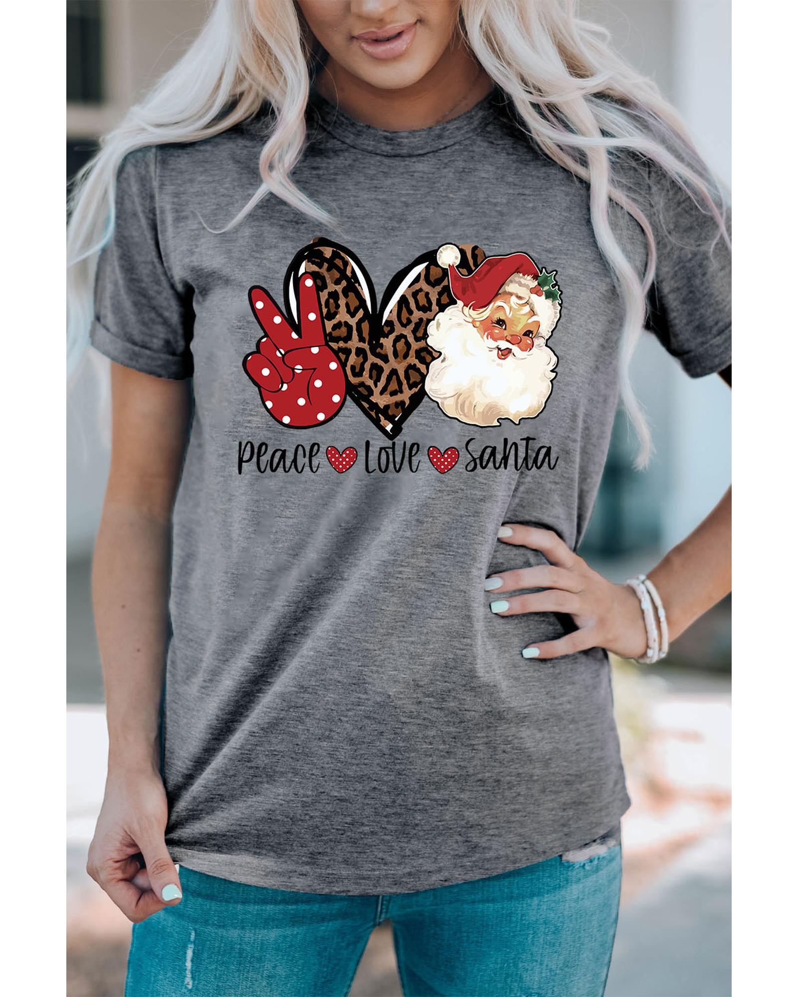 Azura Exchange Peace Love Santa Graphic Tee - M