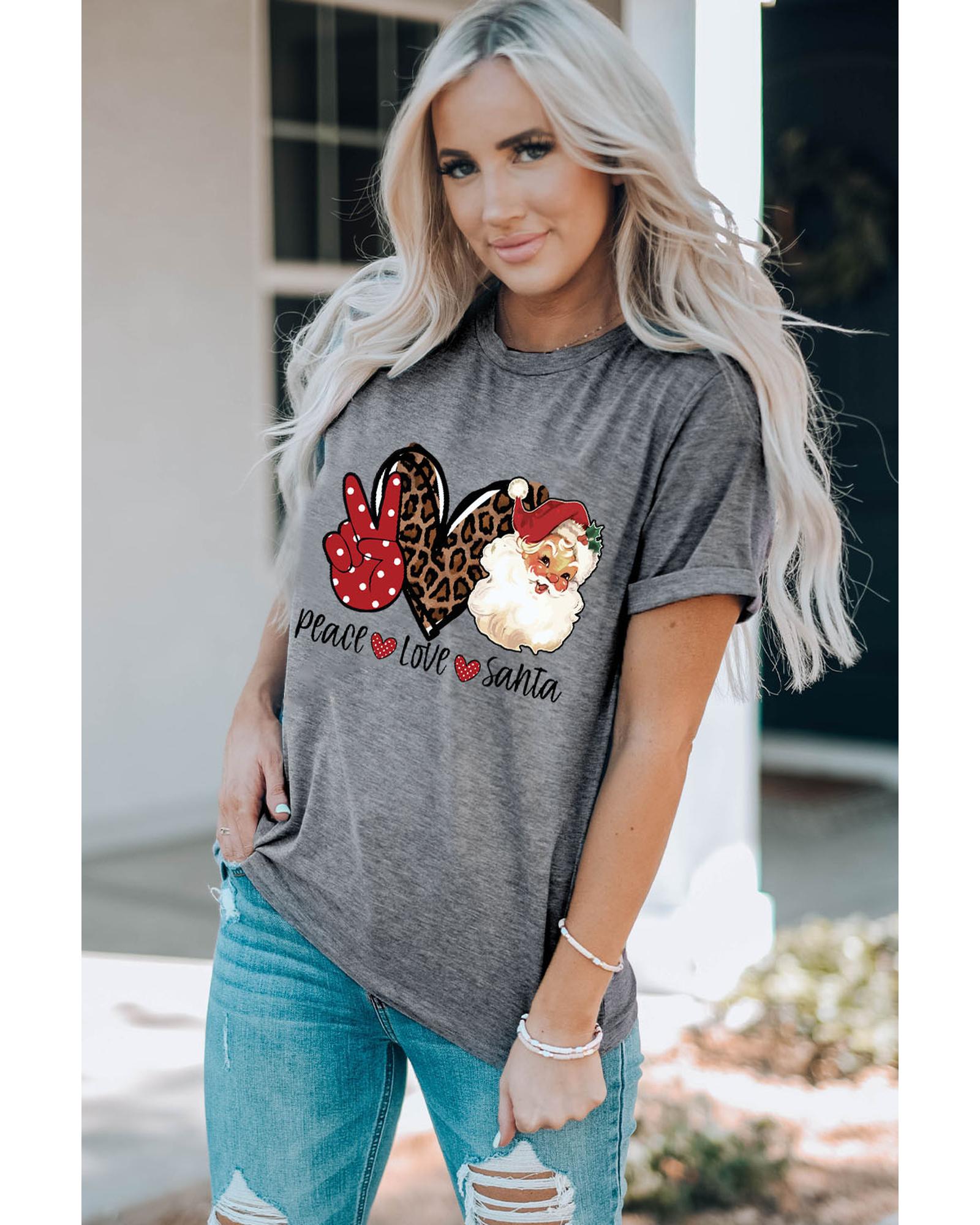 Azura Exchange Peace Love Santa Graphic Tee - M