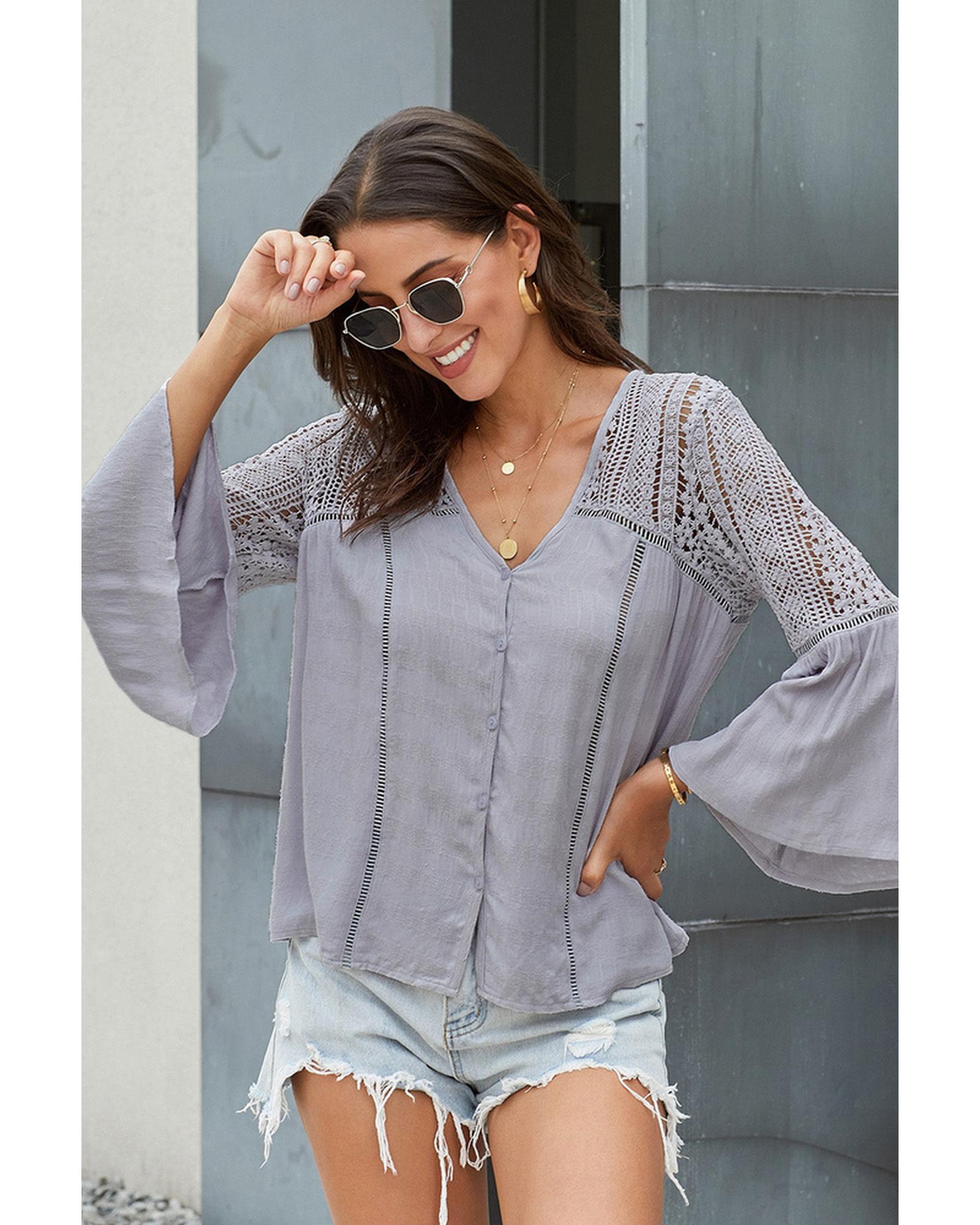 Azura Exchange Crochet Blouse - L
