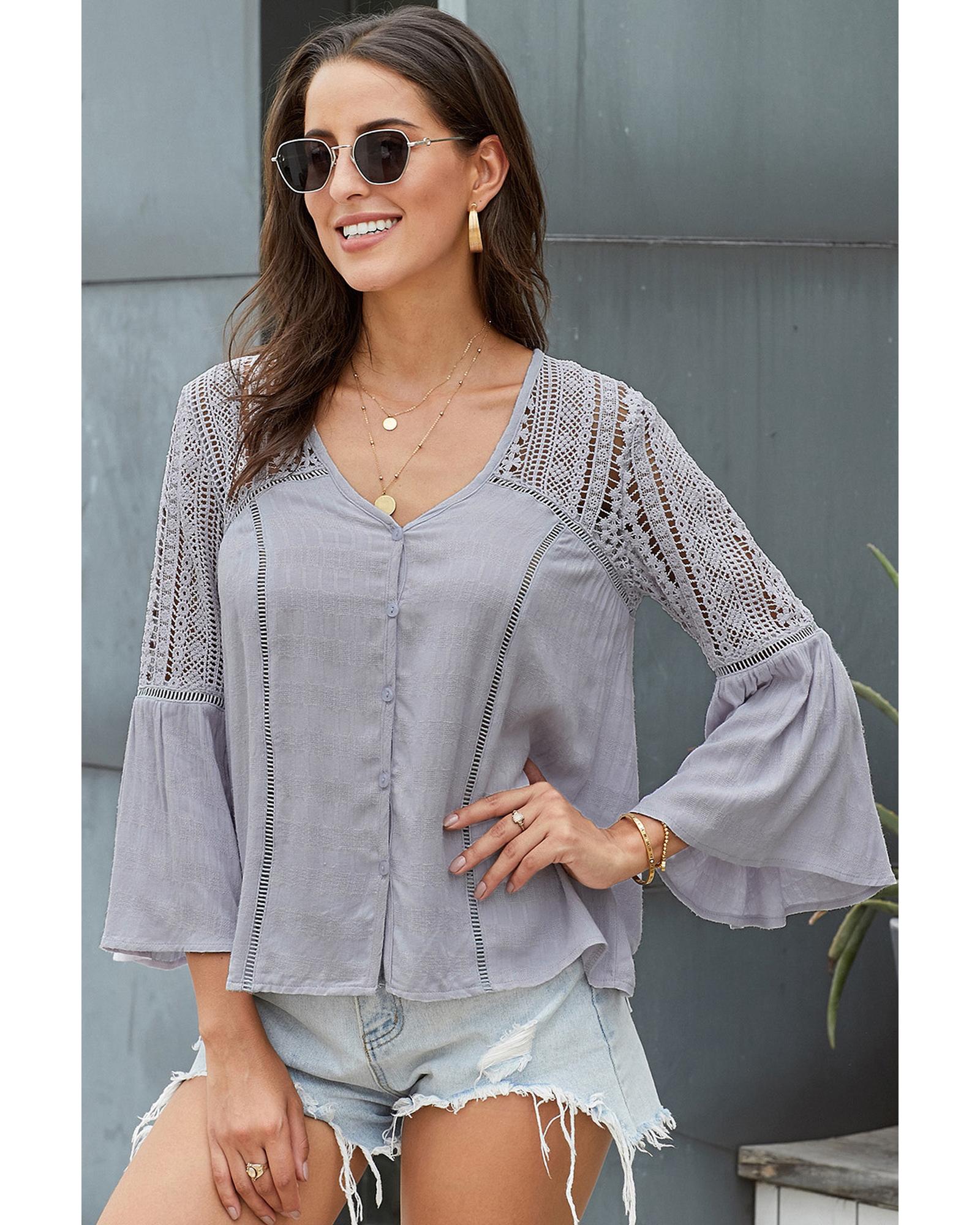 Azura Exchange Crochet Blouse - L