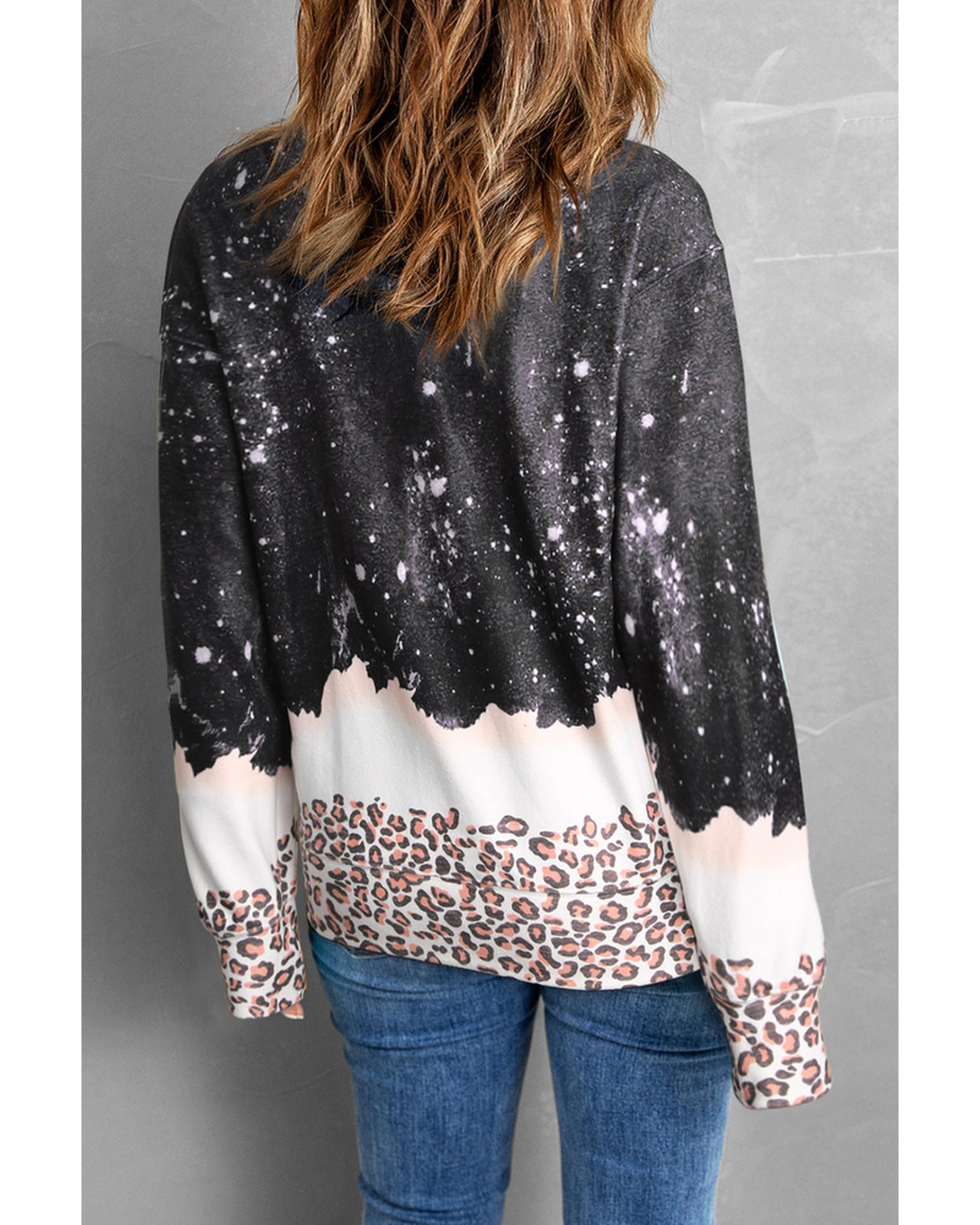 Azura Exchange Christmas Graphic Leopard Bleached Sweatshirt - XL