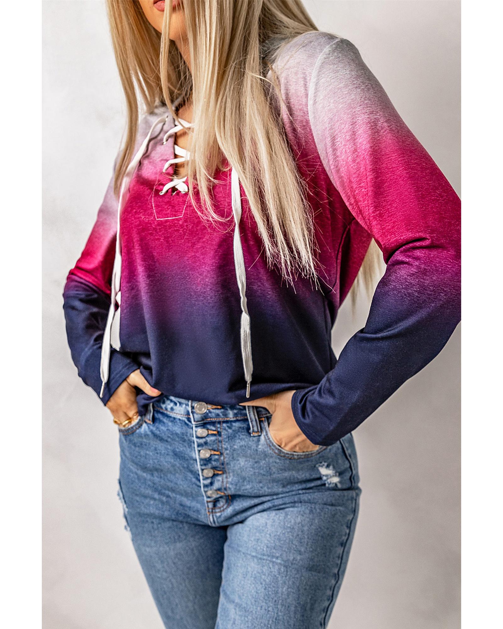 Azura Exchange Gradient Lace Up Hoodie - S