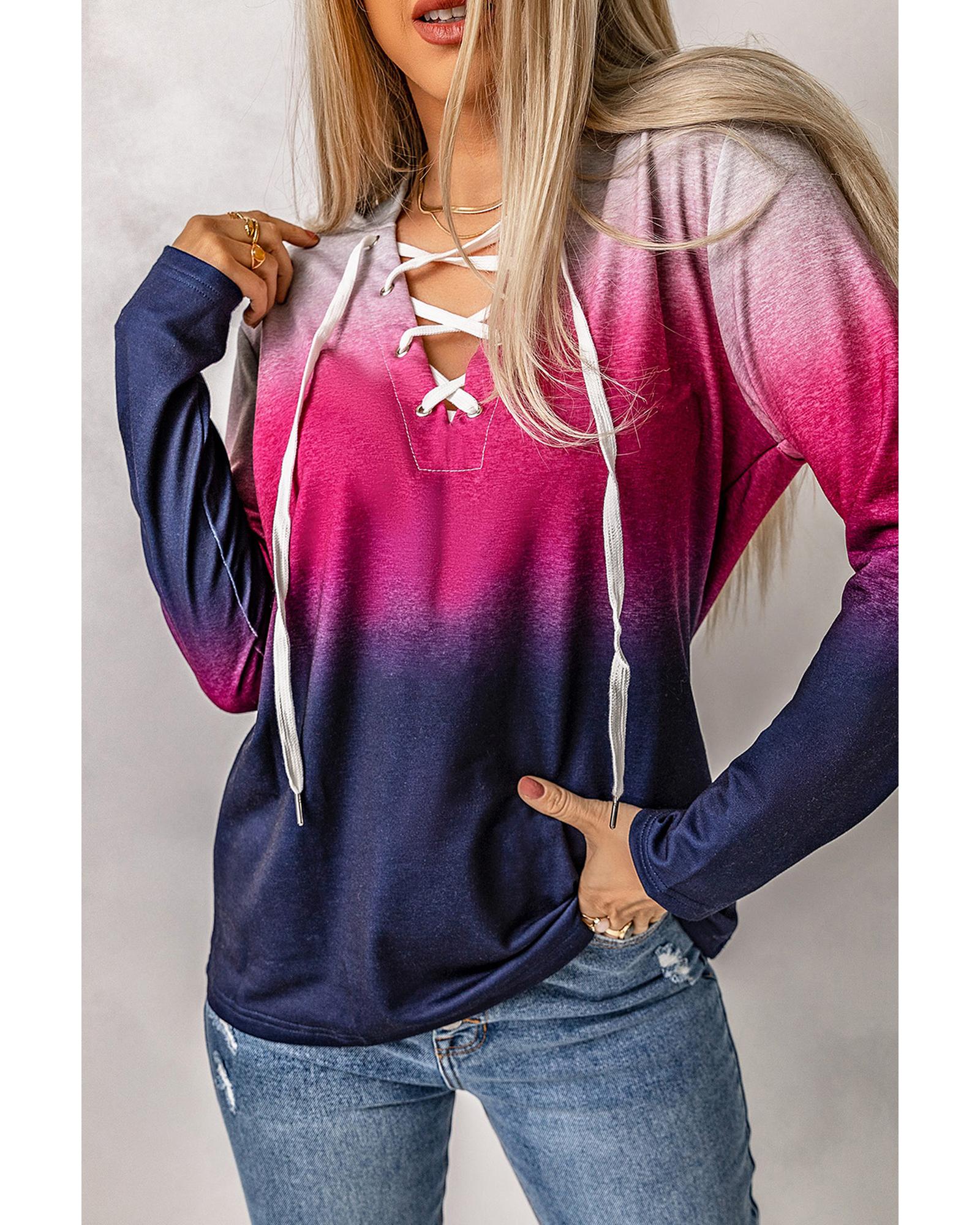 Azura Exchange Gradient Lace Up Hoodie - S