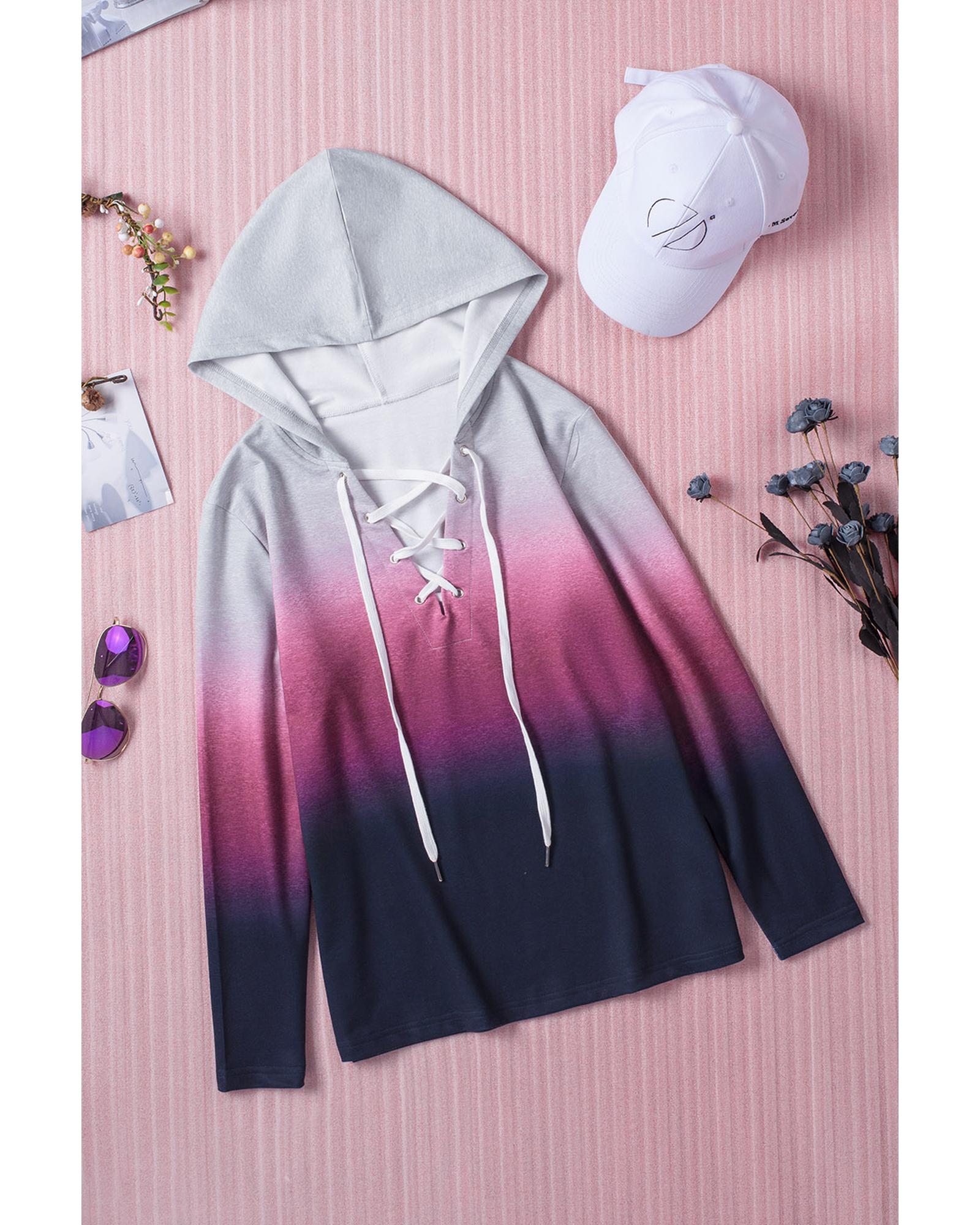 Azura Exchange Gradient Lace Up Hoodie - S