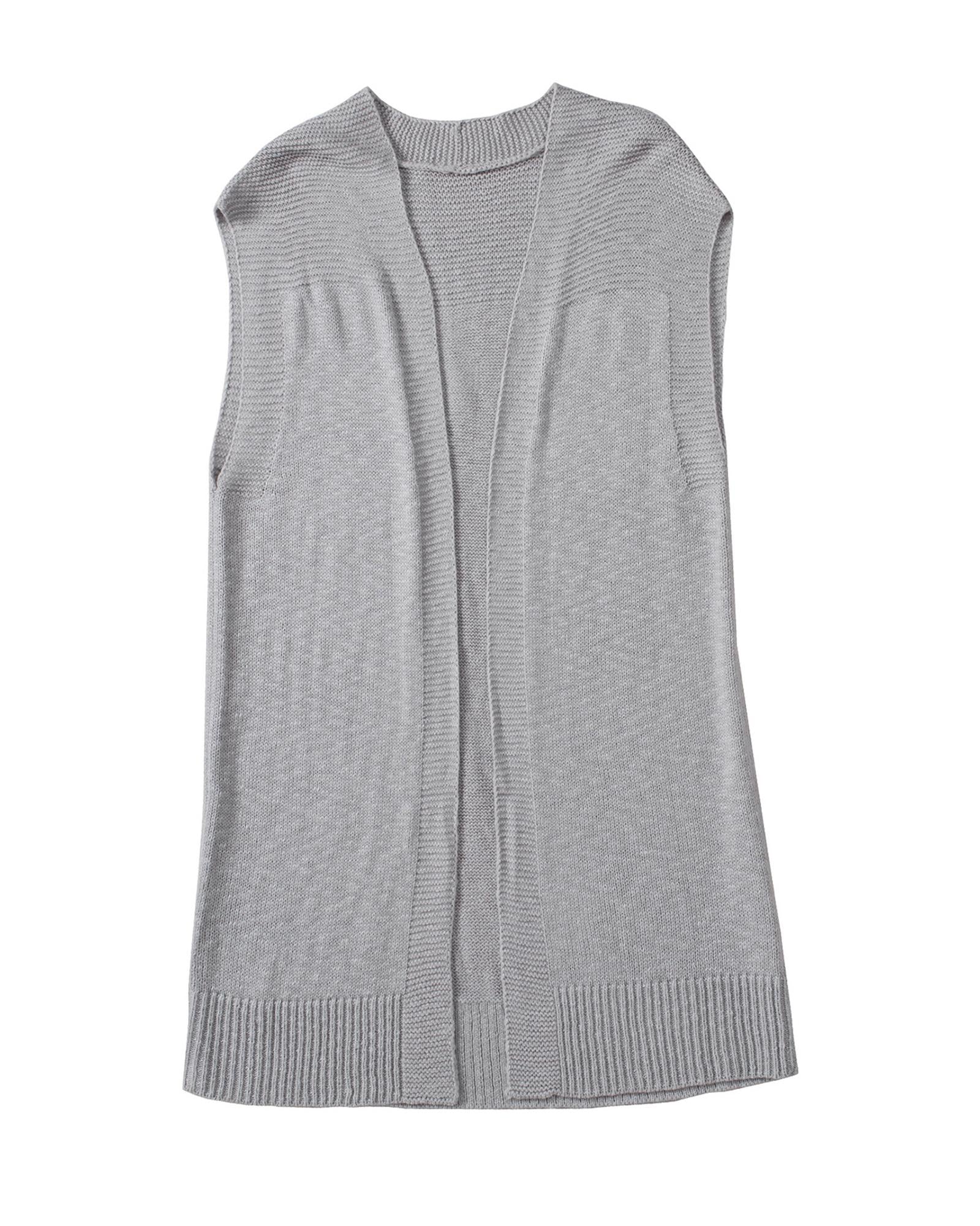 Gray Basic Vest Cardigan Sweater - L