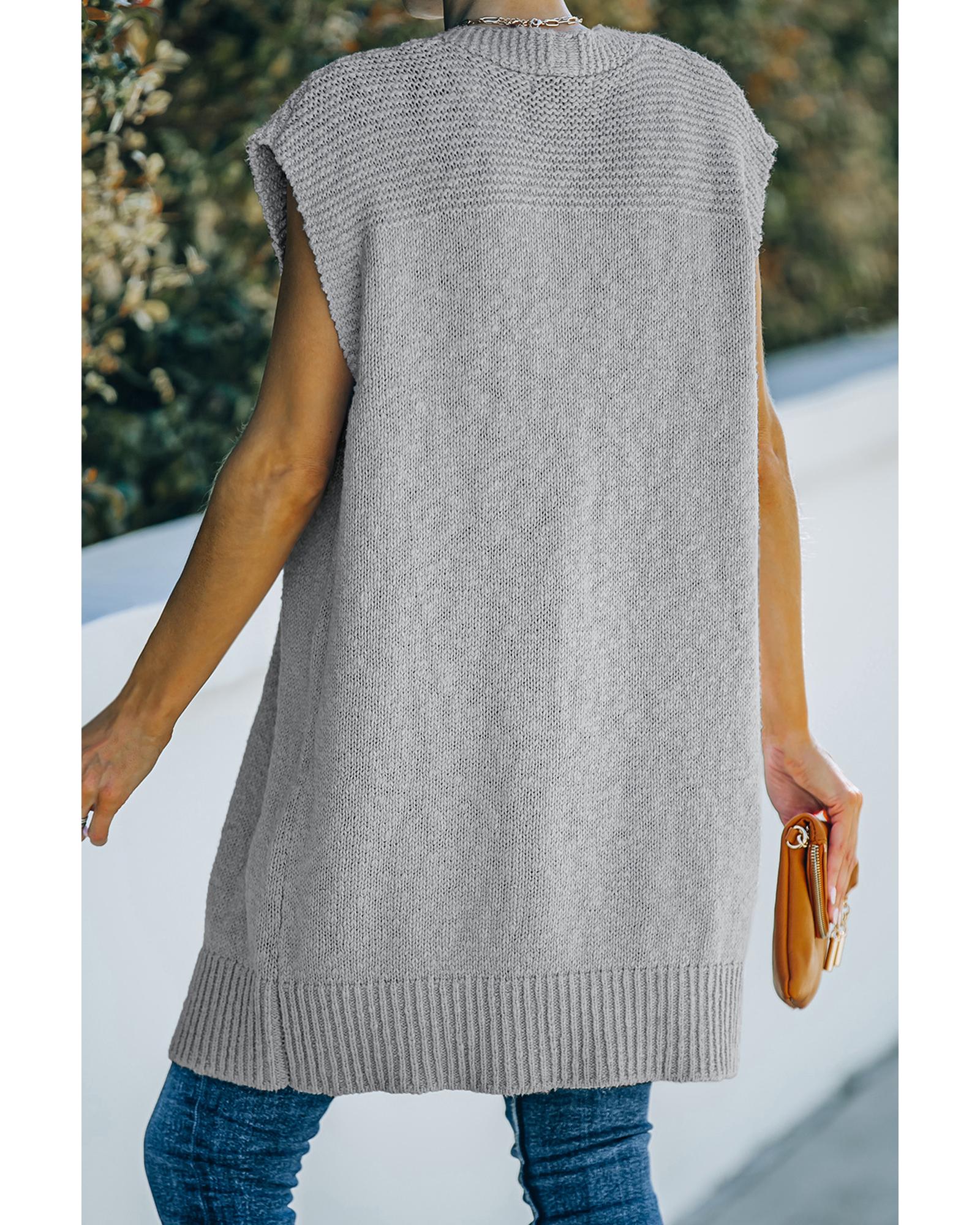 Gray Basic Vest Cardigan Sweater - L