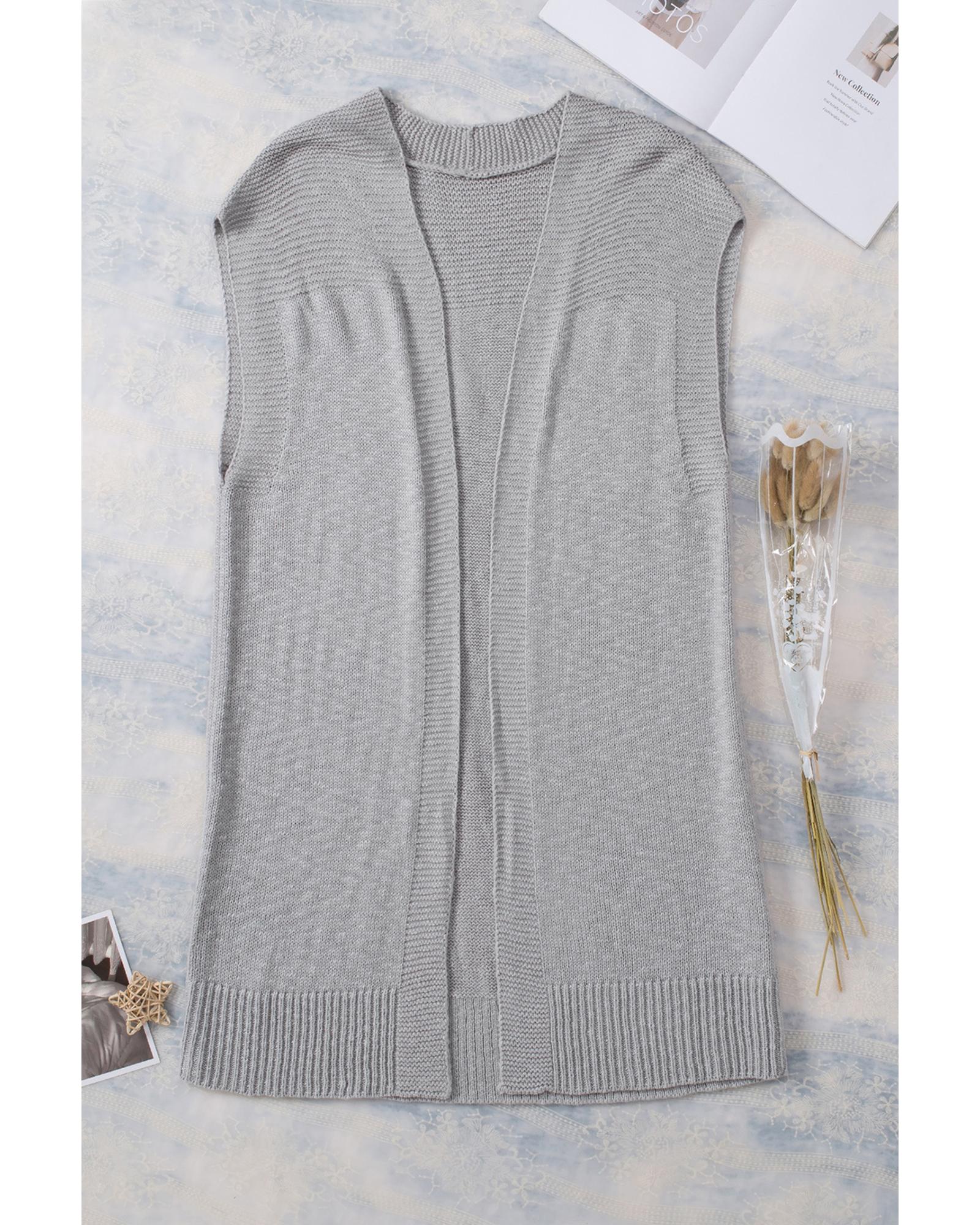 Gray Basic Vest Cardigan Sweater - L