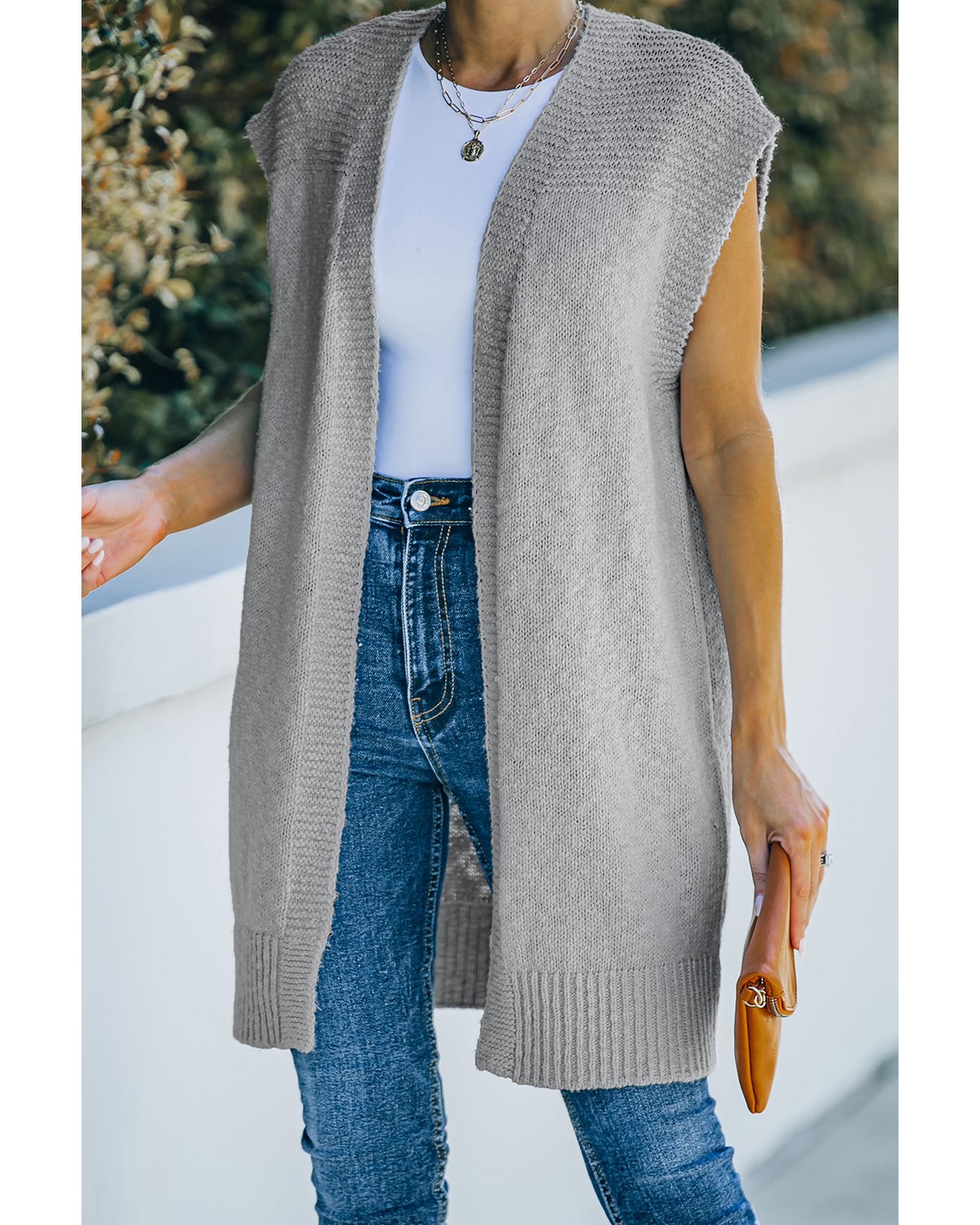 Gray Basic Vest Cardigan Sweater - M