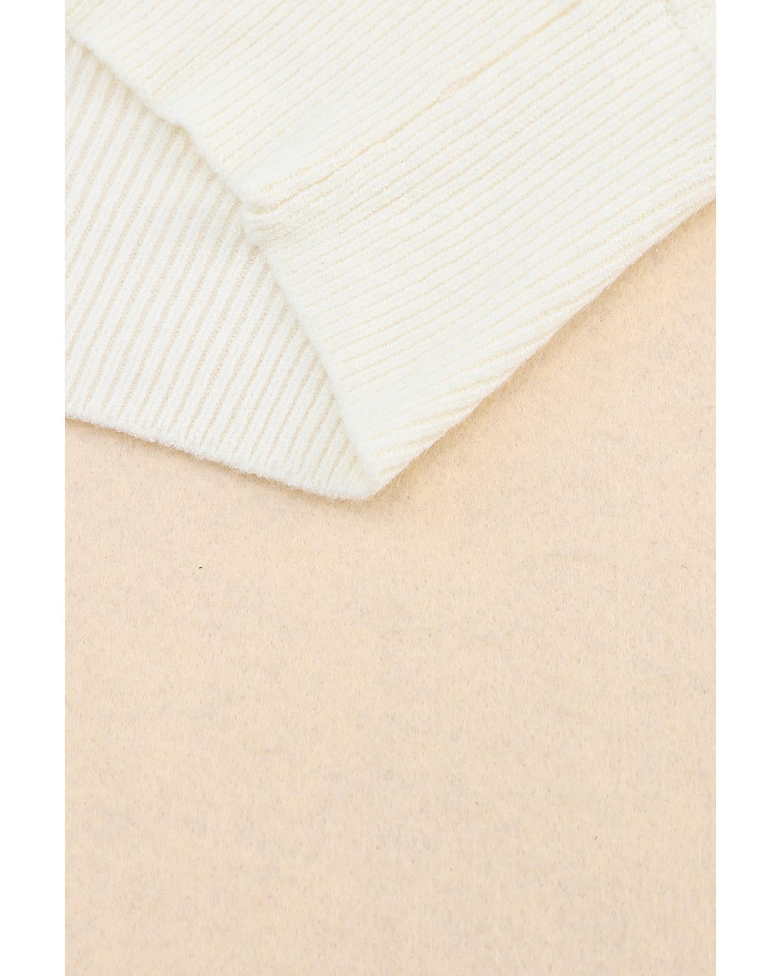 Azura Exchange Beige Ribbed Long Sleeve Surplice Crop Sweater - XL