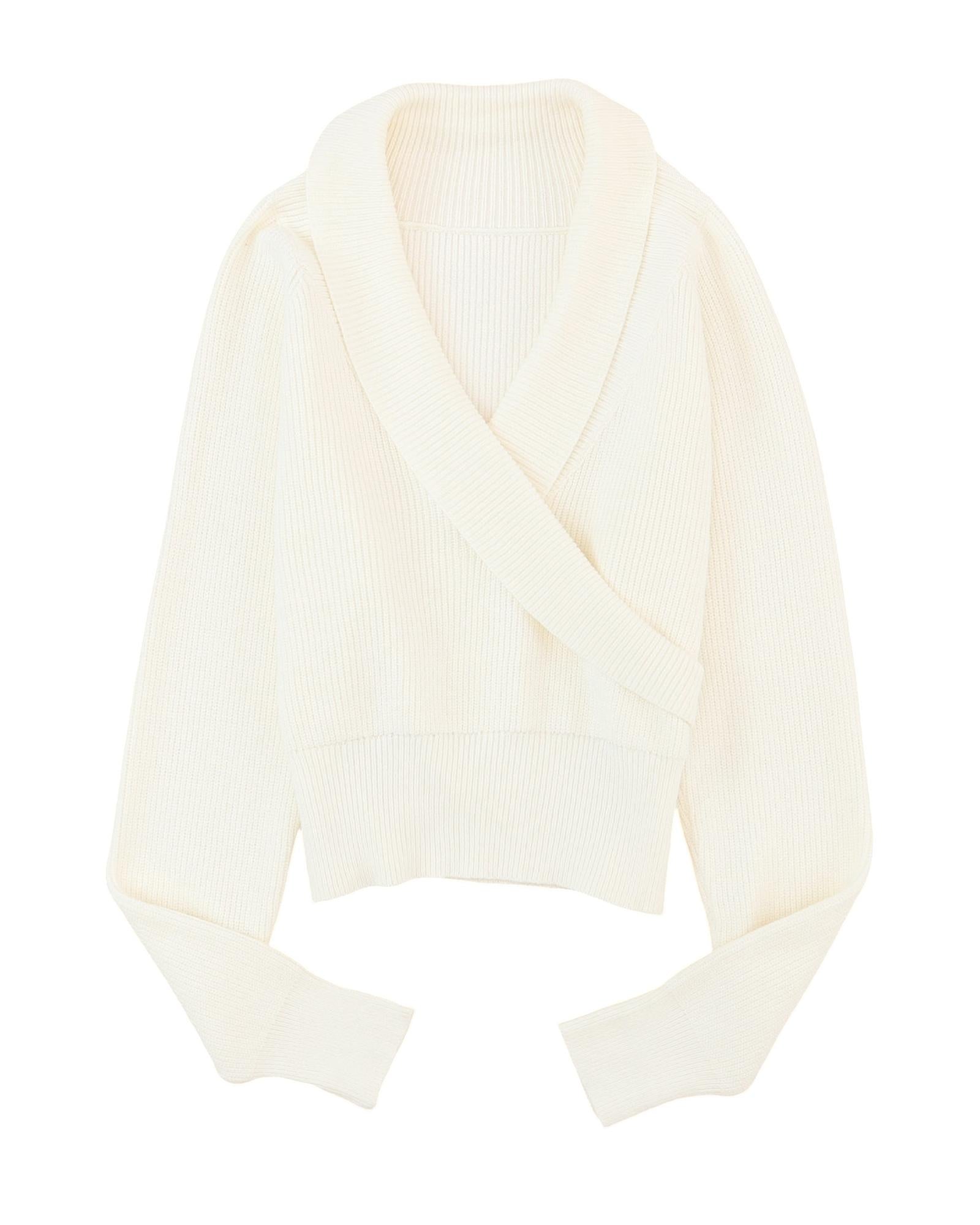 Azura Exchange Beige Ribbed Long Sleeve Surplice Crop Sweater - XL