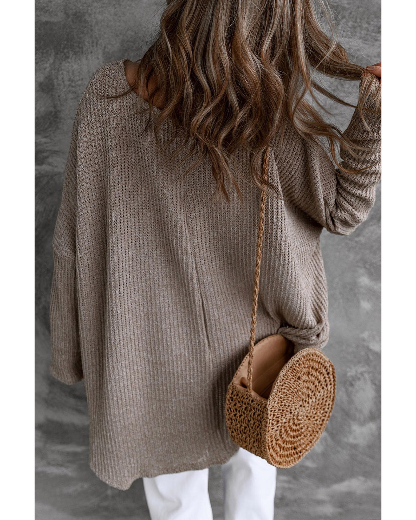 Gray Slouchy Dolman Sleeve High Low Sweater - M