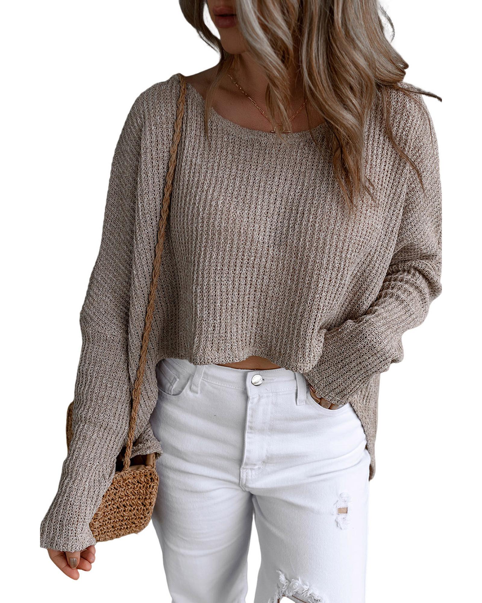 Gray Slouchy Dolman Sleeve High Low Sweater - S
