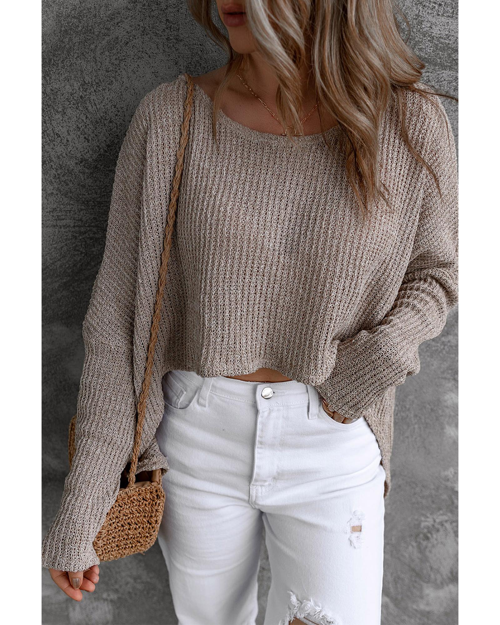 Gray Slouchy Dolman Sleeve High Low Sweater - S