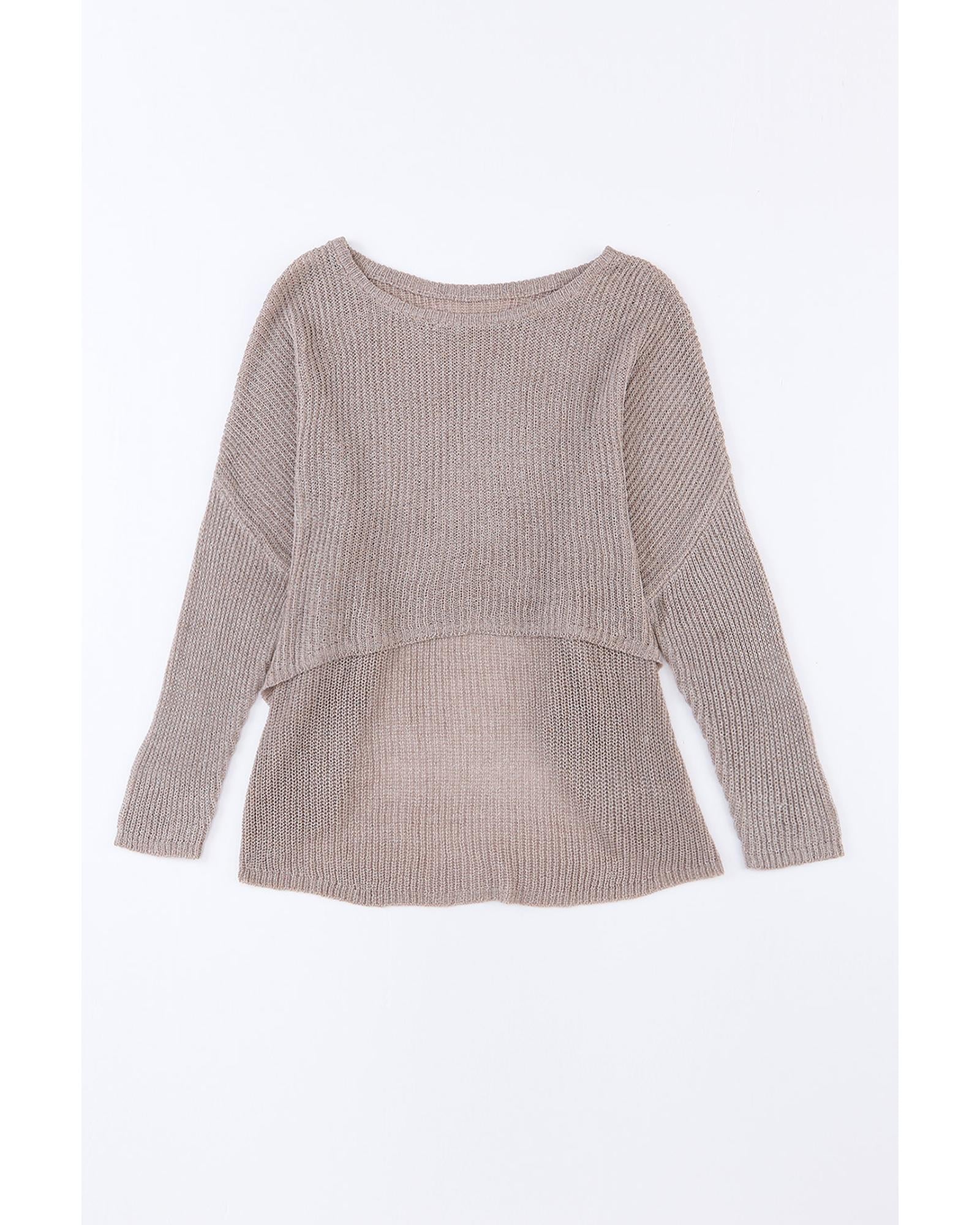 Gray Slouchy Dolman Sleeve High Low Sweater - S