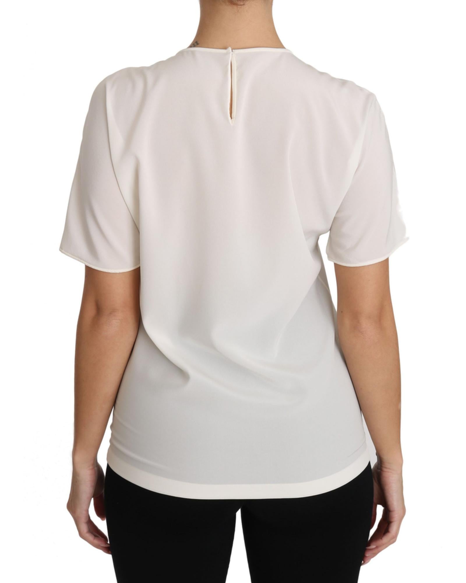 DOLCE & GABBANA Figure Family Silk T-Shirt 38 IT Women