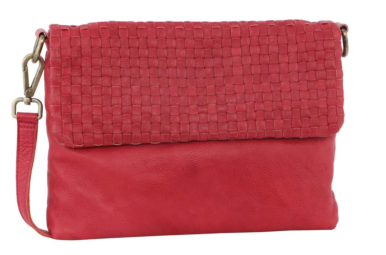 3PC Set Pierre Cardin Womens Woven Leather Cross-Body Bags + Backpack - Red
