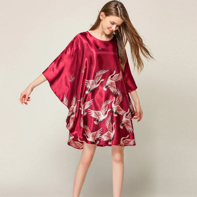 Women Sexy Satin Nightwear Nightgown Novelty Clothing Loose Kaftan Bath Gown Nightdress Summer Sleepwear Wedding Night Dress