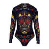 NADANBAO Skull Punk Women Sexy Swimsuits Long Sleeve Plus Size Cosplay Costumes Elastic Slim Swimming Outfit Bodysuits