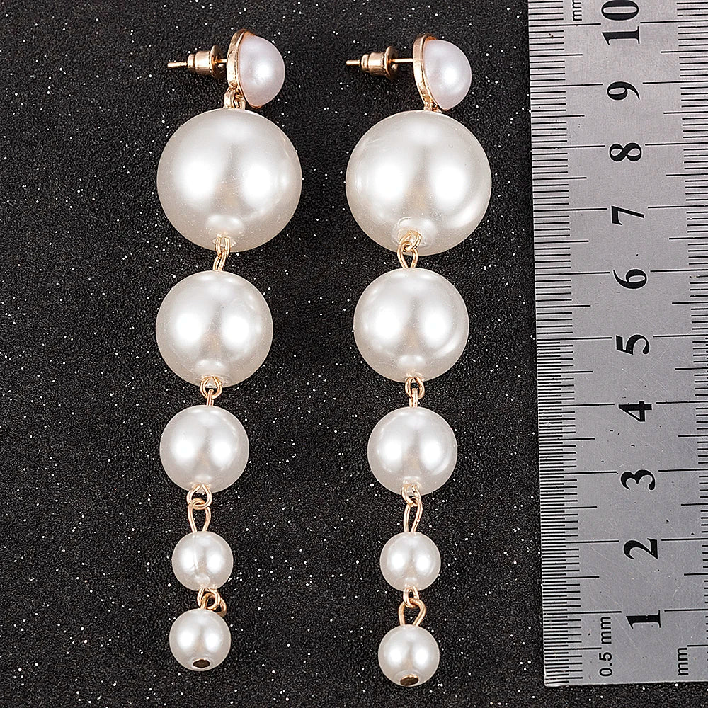 Trendy Elegant Big Simulated Pearl Earrings