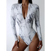 One-Piece Swimsuit For Sports Surfing Long Sleeve Swimwear 2025 New Women's Bodysuit Swimming Bathing Suit Beachwear Pool Bather