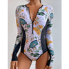 One-Piece Swimsuit For Sports Surfing Long Sleeve Swimwear 2025 New Women's Bodysuit Swimming Bathing Suit Beachwear Pool Bather
