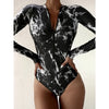 One-Piece Swimsuit For Sports Surfing Long Sleeve Swimwear 2025 New Women's Bodysuit Swimming Bathing Suit Beachwear Pool Bather