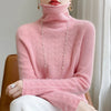 High Neck Hollow Wool Sweater Women Long Sleeved Solid Color Warm And Elegant Pullover For AutumnWinter 100% Merino Wool Jumper