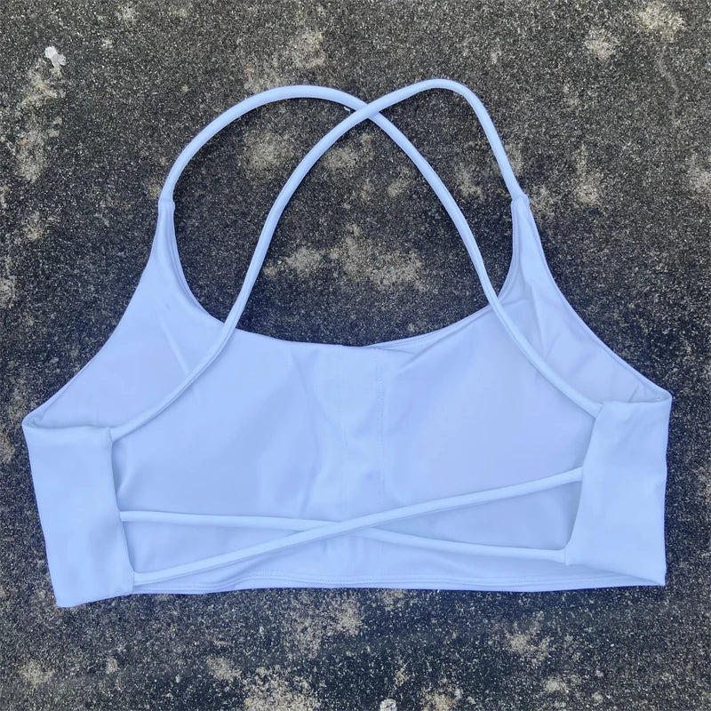 Sports Bra Women Cross Straps Gym Workout Crop Top Sexy Yoga Vest High Impact Fitness Bralette Push Up Running Padded Underwear