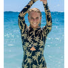 MUOLUX One Piece Swimwear Women Swimsuit 2024 bikini Floral Print Long Sleeves Rash Guard Surfing Monokini Bathing Suit Beach