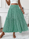 Women New Classic Printed Skirt Retro High Waist Long Skirt Casual Stylish Loose Beach Skirt Elegant Ladies Floral Pleated Skirt