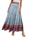 New Printed Swing Skirt Women's, Bohemian Casual High Waist Long Dress Beach Dress Spring Summer