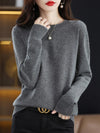 Fashion 100% Merino Wool Sweater Elegant Cashmere Pullover Women O-Neck Long Sleeve Knitwear Basic Clothing  Jumper Tops