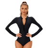 Surfing Suit Women One Piece Swimsuit Long Sleeve Conservative Bikini Sunscreen Sports Beach Vacation Zipper Swimwear 2025 New