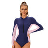 Surfing Suit Women One Piece Swimsuit Long Sleeve Conservative Bikini Sunscreen Sports Beach Vacation Zipper Swimwear 2025 New