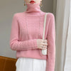 High Neck Hollow Wool Sweater Women Long Sleeved Solid Color Warm And Elegant Pullover For AutumnWinter 100% Merino Wool Jumper