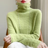 High Neck Hollow Wool Sweater Women Long Sleeved Solid Color Warm And Elegant Pullover For AutumnWinter 100% Merino Wool Jumper