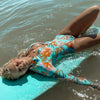 Women Print Long Sleeve One Piece Swimsuit Zipper Swimwear Bathing Suit Sexy Beach Wear Vintage Bodysuit Surfing Swim Suits