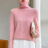 High Neck Hollow Wool Sweater Women Long Sleeved Solid Color Warm And Elegant Pullover For AutumnWinter 100% Merino Wool Jumper