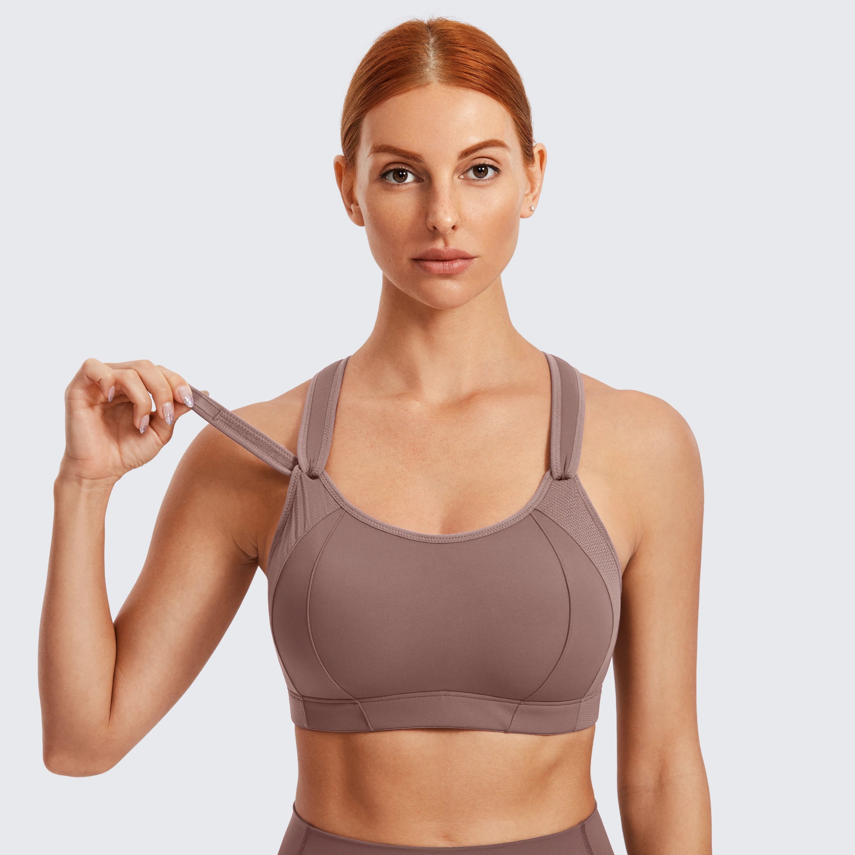 SYROKAN Sports Bra Front Adjustable High Impact Support  Lightly Padded Wireless Racerback Workout Running Brassiere Tops Bras