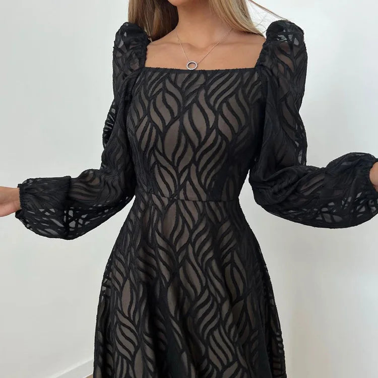 Solid Black Midi Dress