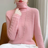 High Neck Hollow Wool Sweater Women Long Sleeved Solid Color Warm And Elegant Pullover For AutumnWinter 100% Merino Wool Jumper