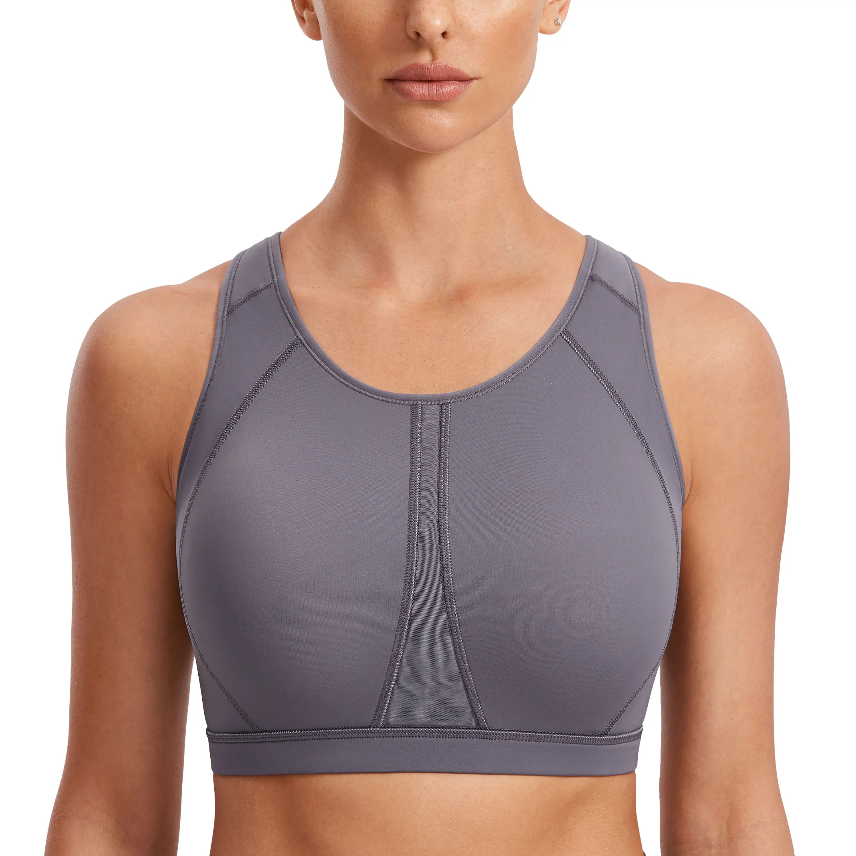 SYROKAN Women's High Impact Padded Supportive Wirefree Full Coverage Sports Bra Female New Top Bralette Underwear Athletic