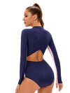 Surfing Suit Women One Piece Swimsuit Long Sleeve Conservative Bikini Sunscreen Sports Beach Vacation Zipper Swimwear 2025 New