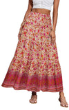 New Printed Swing Skirt Women's, Bohemian Casual High Waist Long Dress Beach Dress Spring Summer