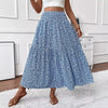 Women New Classic Printed Skirt Retro High Waist Long Skirt Casual Stylish Loose Beach Skirt Elegant Ladies Floral Pleated Skirt