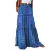 Combhasaki Women's Summer Bohemian Y2K Retro Drawstring Elastic High Waist Casual Loose A-Line Swing Long Skirt with Pockets